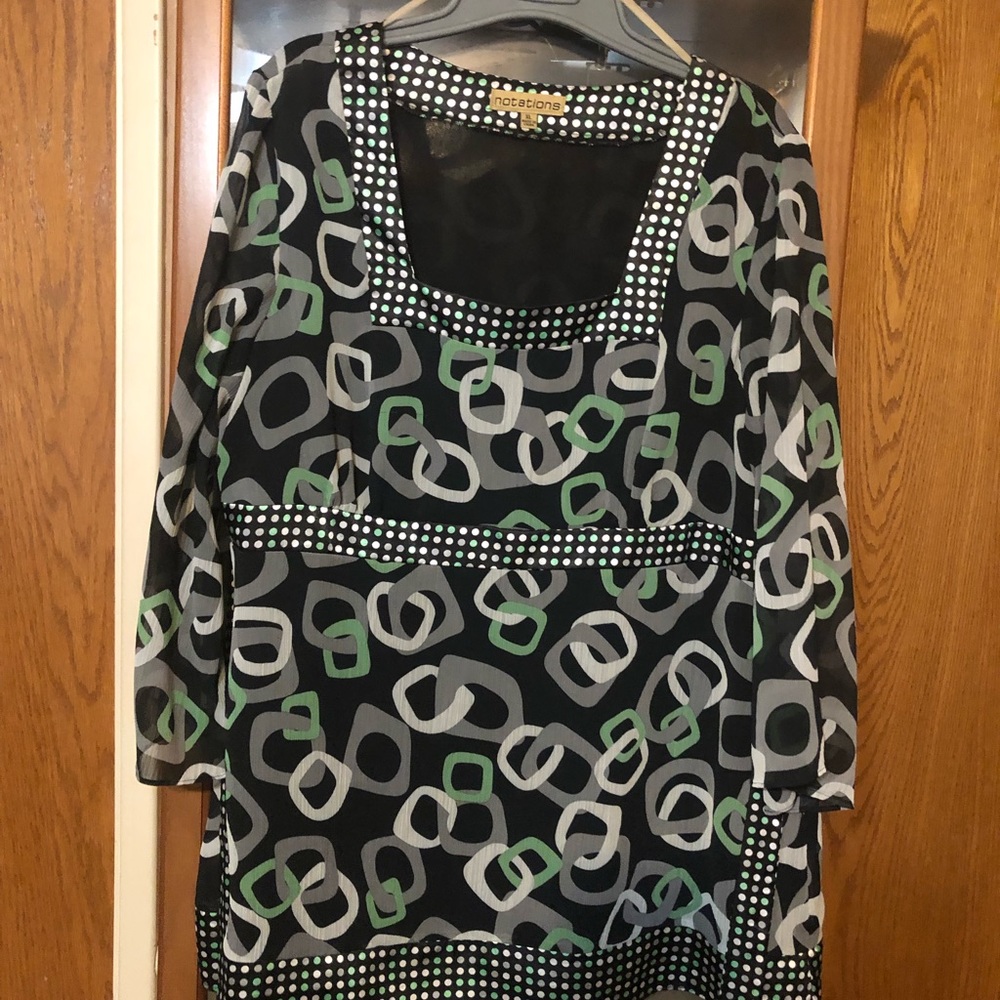 Black and green blouse